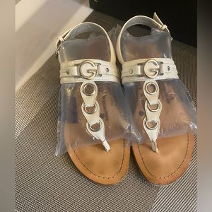 Guess Flat Sandals. Size 7.5 M White Color